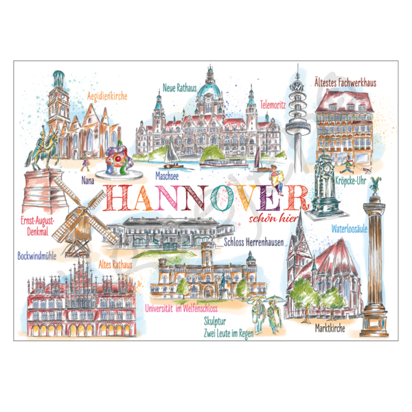 28559 – Doppelkarte, "Hannover – SCHÖNE STADT"