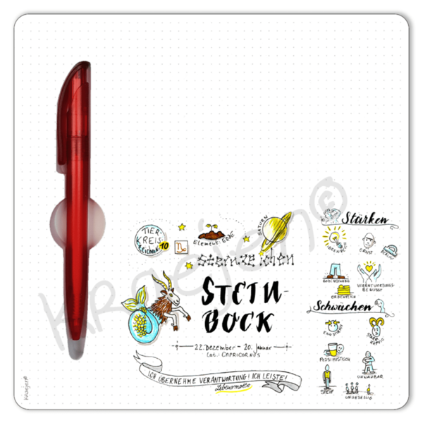 81127 – Mousepad als Schreibunterlage mit Kugelschreiber, "Sternzeichen Steinbock"