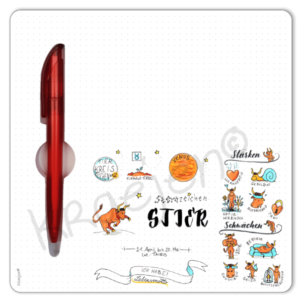 81134 – Mousepad als Schreibunterlage mit Kugelschreiber, "Sternzeichen Stier"