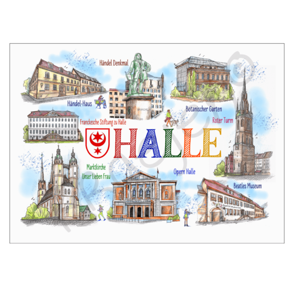 31122 – Postkarte, "Halle – SCHÖNE STADT"