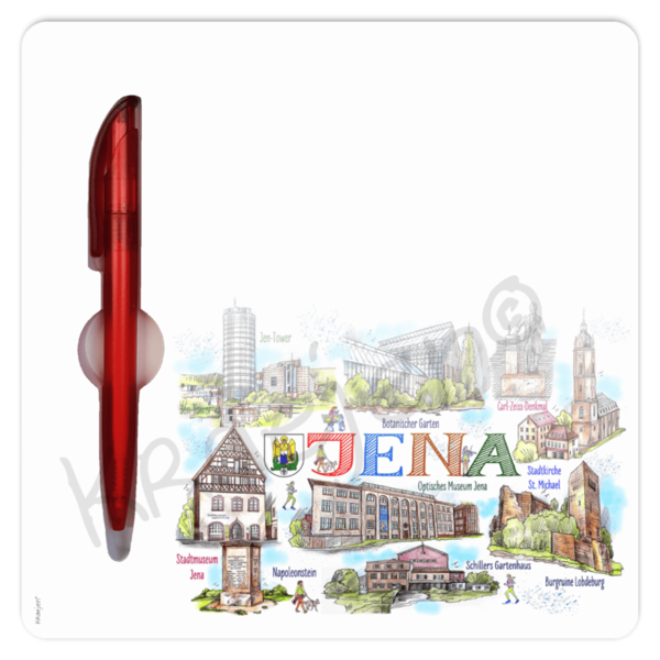 31245 – Mousepad als Schreibunterlage mit Kugelschreiber, "Jena – SCHÖNE STADT"